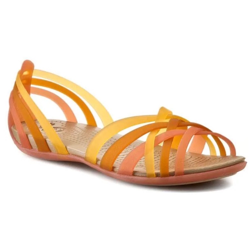 Crocs Isabella Huarache Orange Yellos Slip On Flats Women's Size 10